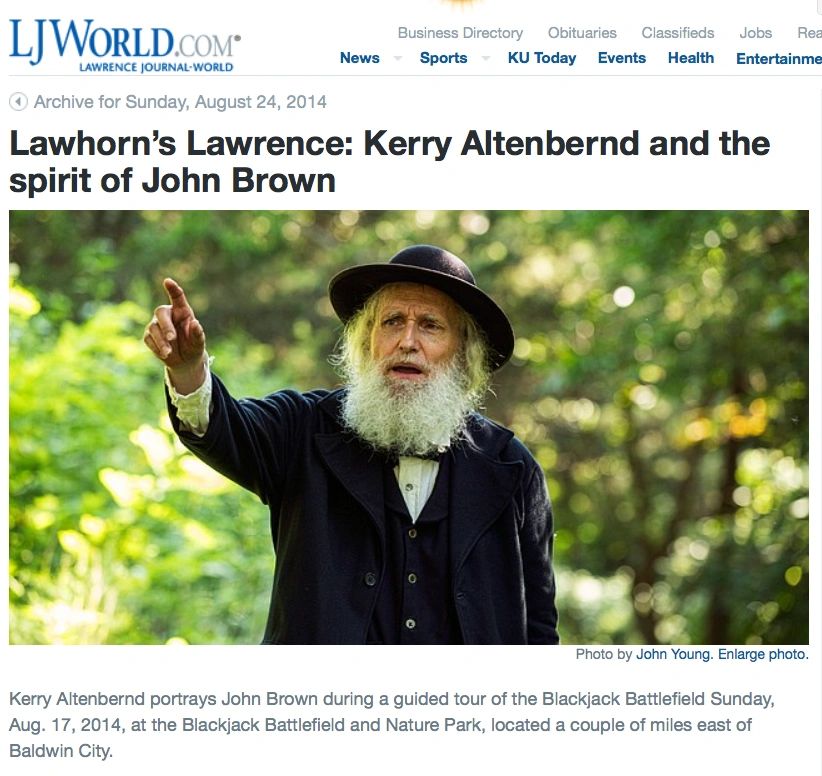 LJWorld newspaper article: Lawhorn's Lawrence – Kerry Altenbernd and the spirit of John Brown
